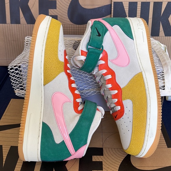 Nike Air Force 1 Mid NH Coconut Milk/Bleached Coral Mn Vivid Sulfur Rush Orange - Picture 2 of 16